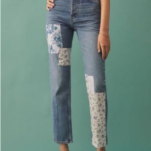 NWT Reformation Cynthia Jeans with Linen Patch